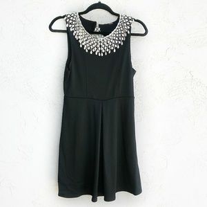 FREE PEOPLE Peter Pan Crochet Black Skater Dress.